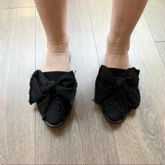 All Saints Rumour Knit Bow Mules Slides Flats Black Slip on Round toe Size 7 - Picture 8 of 14
